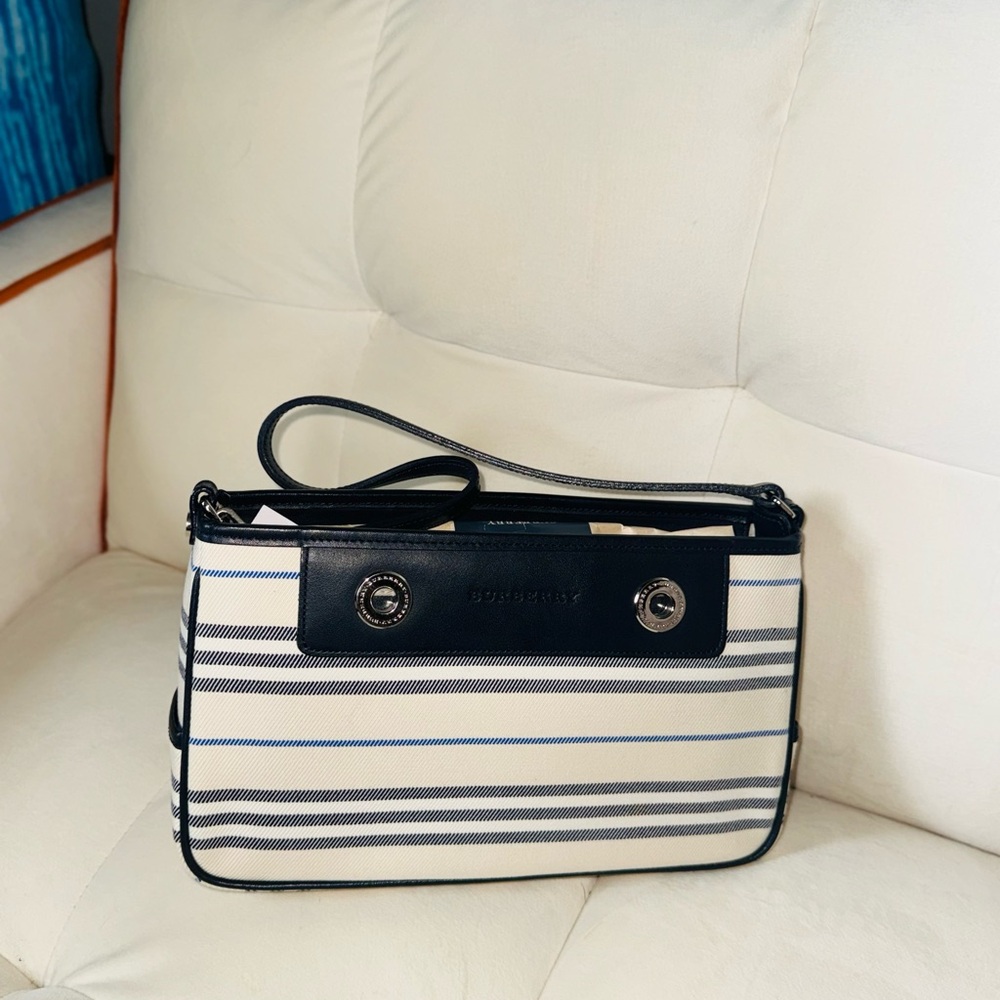 BURBERRY One Belt Shoulder Bag off white canvas Women